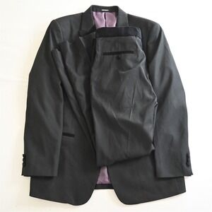 Ferrecci 40R 32x32‎ Black Velvet Trim Slim Mens Formal Jacket Pants Tux Tuxedo